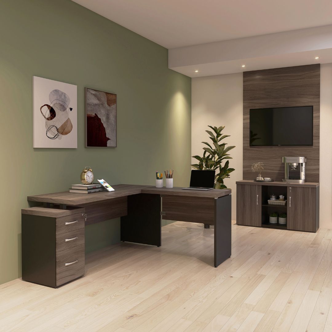 MESA L COM GAVETEIRO